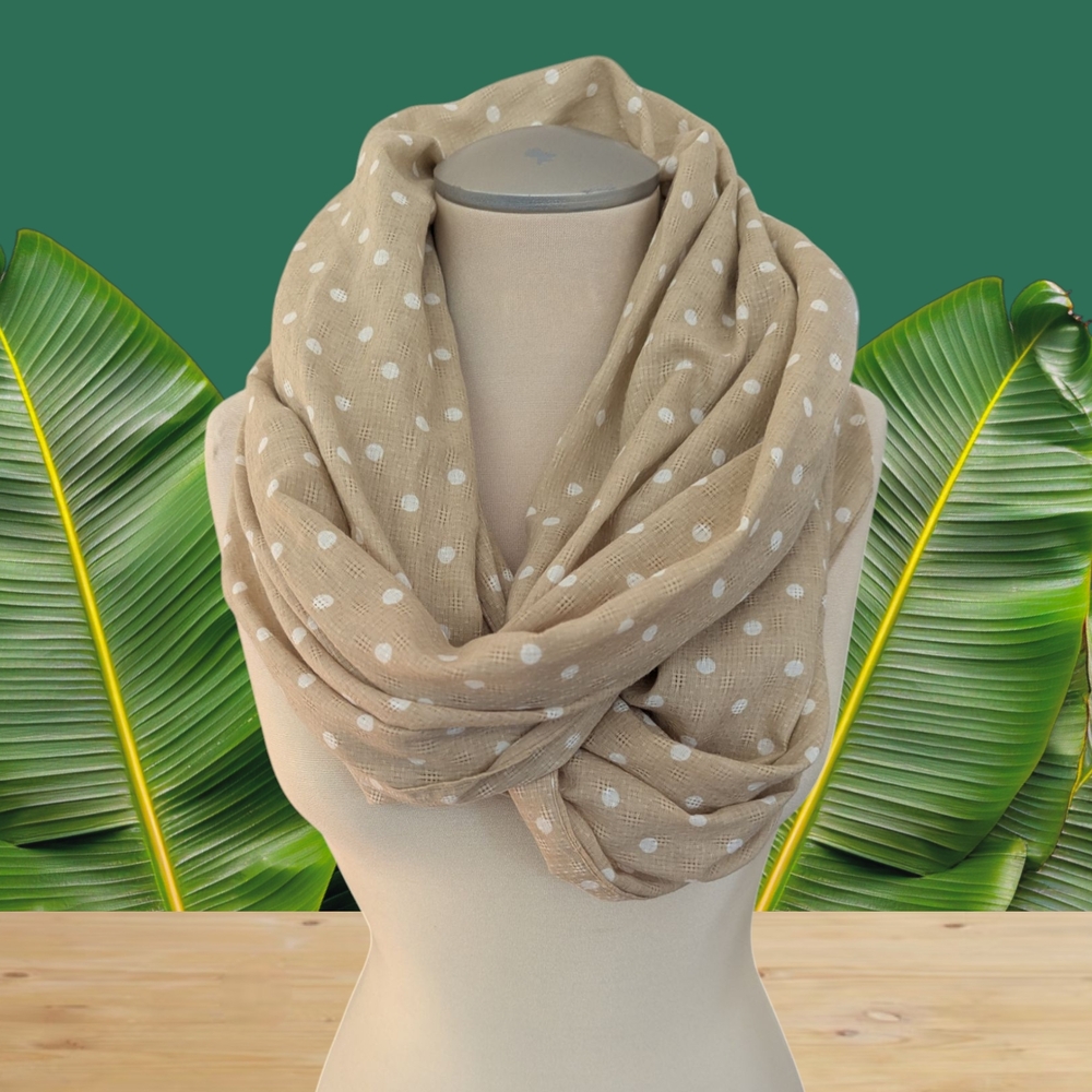 Van Heusen Tan and White Polka Dot Scarf